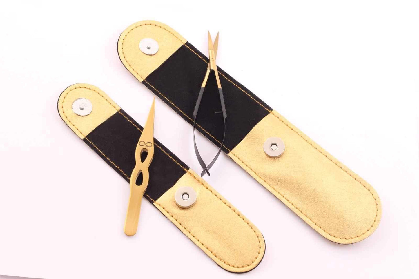 INFINITY PRO GRADE PRECISION POINT TWEEZERS & SPRING LOADED TRIMMING BROW SCISSORS