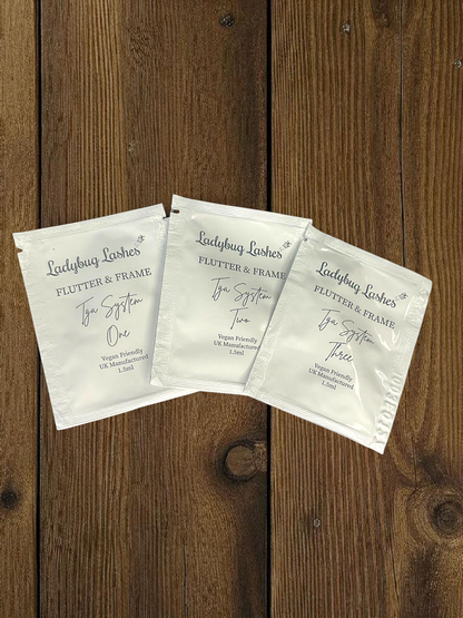 Flutter & Frame Step 1, 2, 3 Sample Pack – Lash Lift & Brow Lamination (TGA)